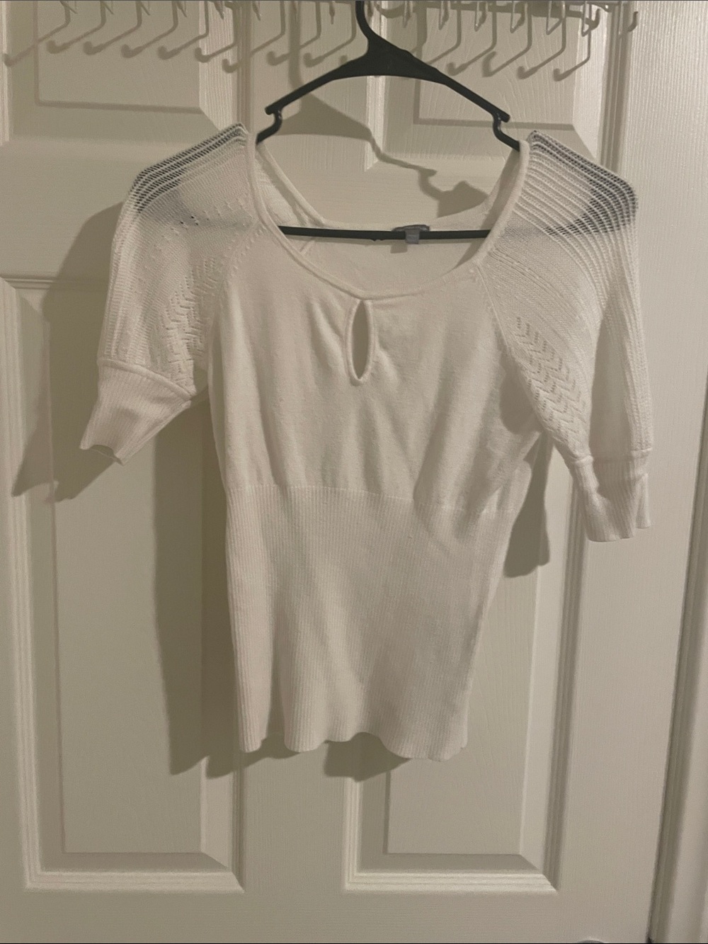 Charlotte Russe White Scoop Neck Short Sleeve Knit Top